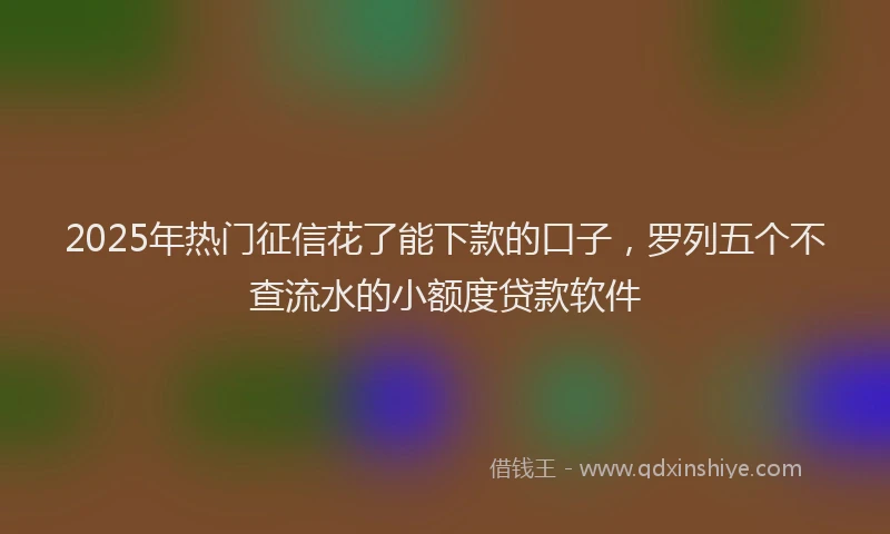 2025年热门征信花了能下款的口子，罗列五个不查流水的小额度贷款软件