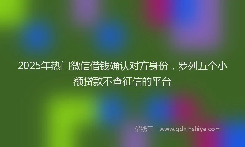 2025年热门微信借钱确认对方身份，罗列五个小额贷款不查征信的平台