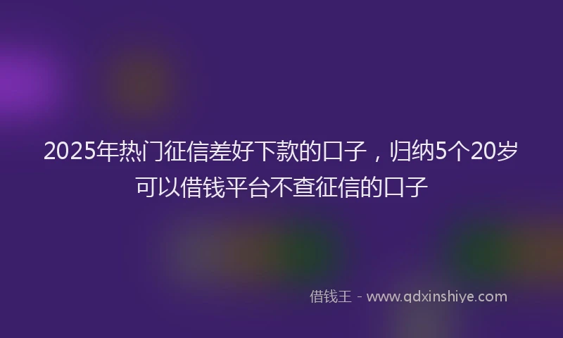 2025年热门征信差好下款的口子，归纳5个20岁可以借钱平台不查征信的口子