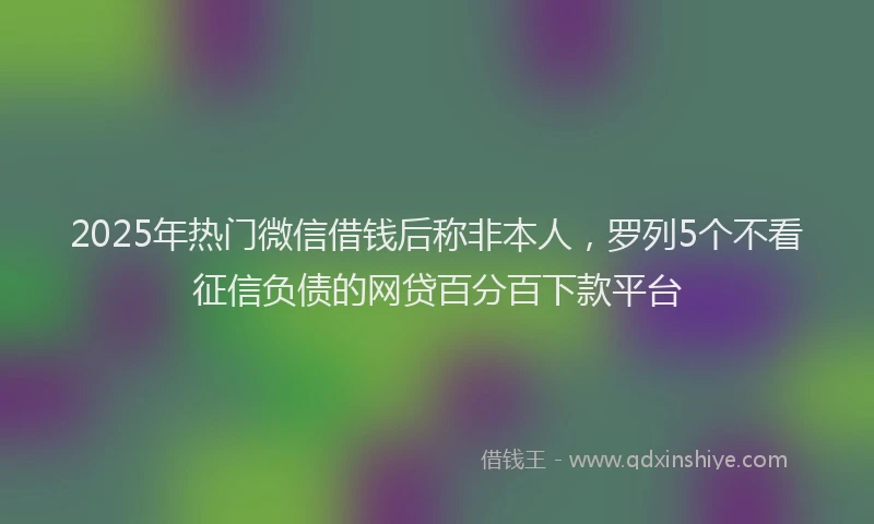 2025年热门微信借钱后称非本人，罗列5个不看征信负债的网贷百分百下款平台