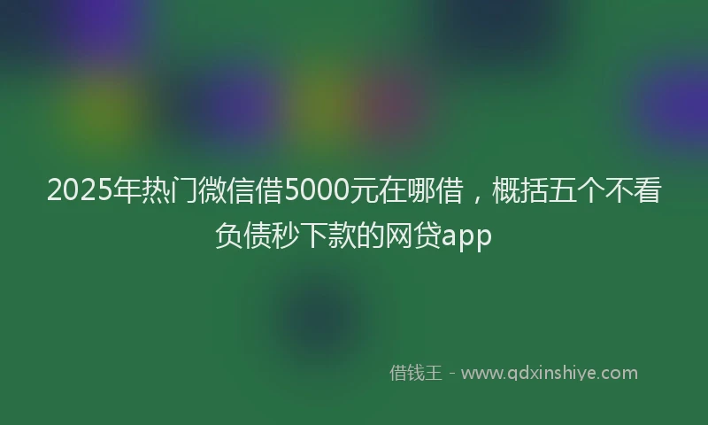 2025年热门微信借5000元在哪借，概括五个不看负债秒下款的网贷app