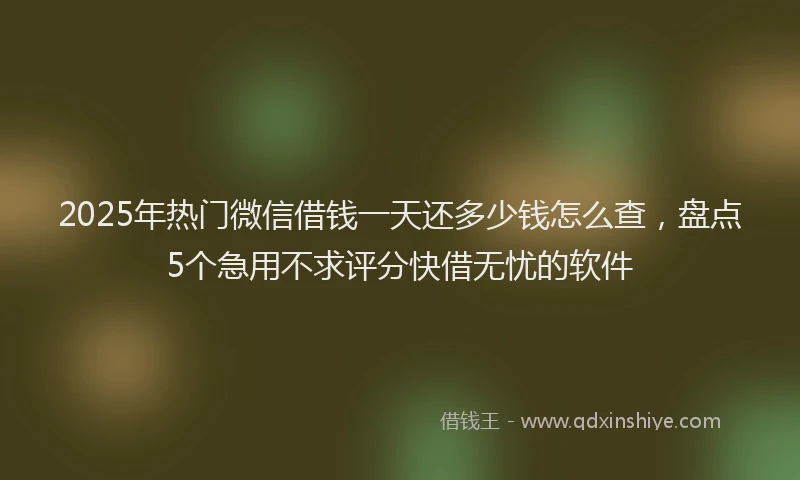 2025年热门微信借钱一天还多少钱怎么查，盘点5个急用不求评分快借无忧的软件