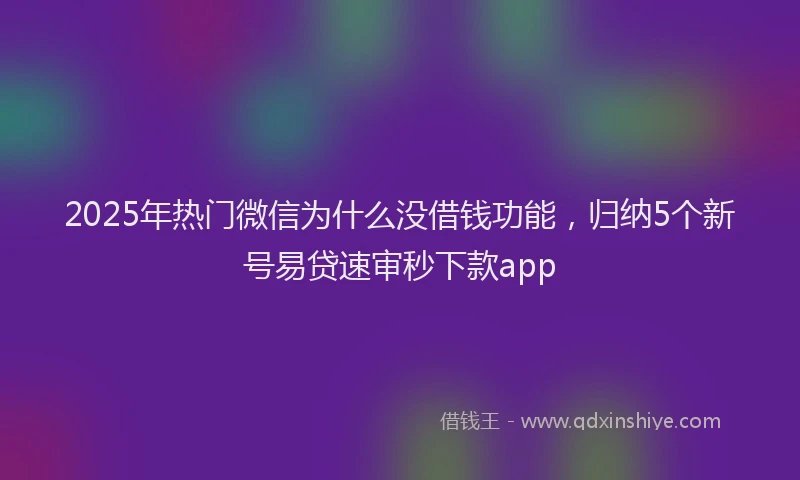 2025年热门微信为什么没借钱功能，归纳5个新号易贷速审秒下款app