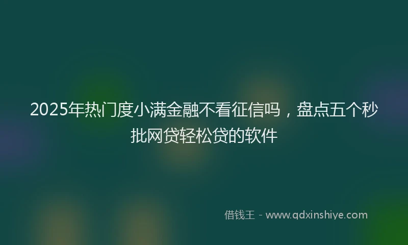 2025年热门度小满金融不看征信吗，盘点五个秒批网贷轻松贷的软件