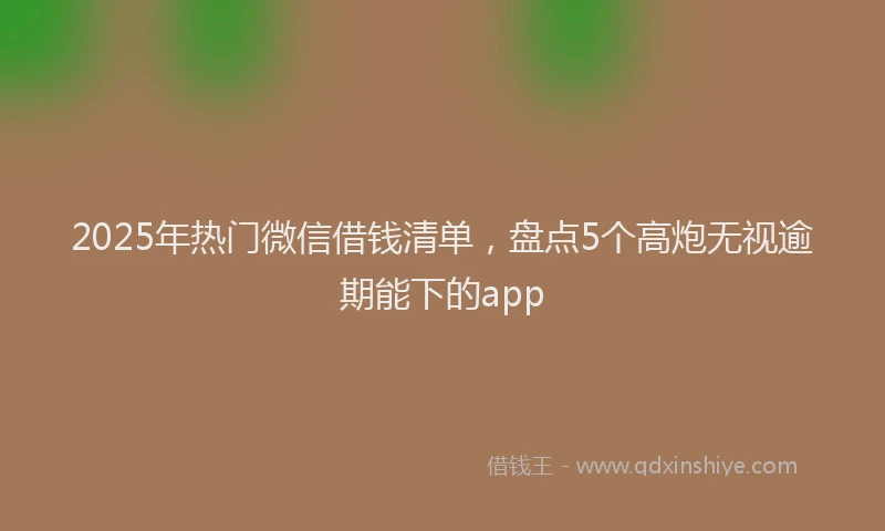 2025年热门微信借钱清单，盘点5个高炮无视逾期能下的app