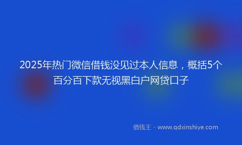 2025年热门微信借钱没见过本人信息，概括5个百分百下款无视黑白户网贷口子