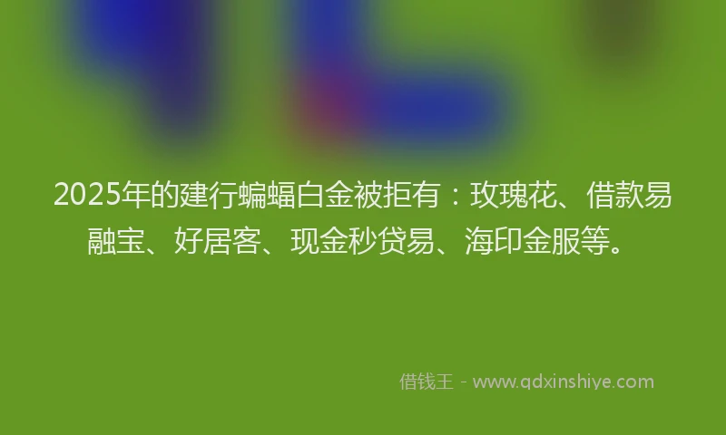 2025年的建行蝙蝠白金被拒有：玫瑰花、借款易融宝、好居客、现金秒贷易、海印金服等。
