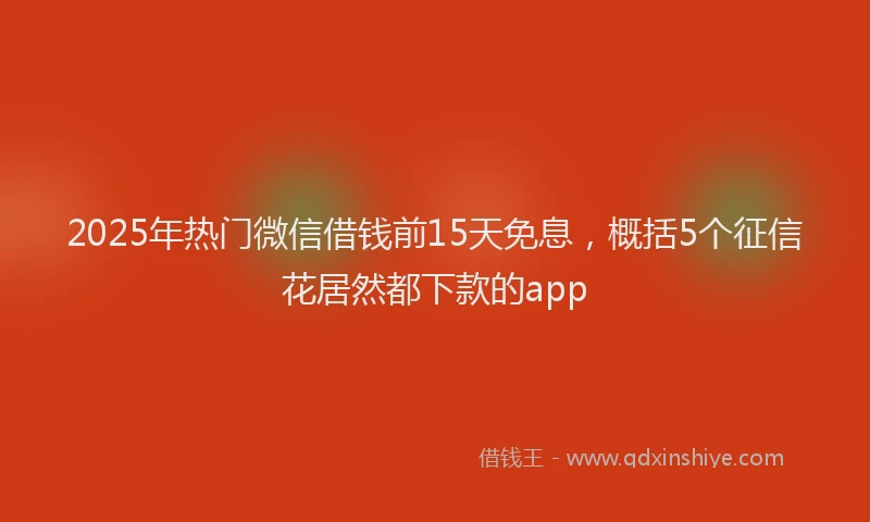 2025年热门微信借钱前15天免息，概括5个征信花居然都下款的app