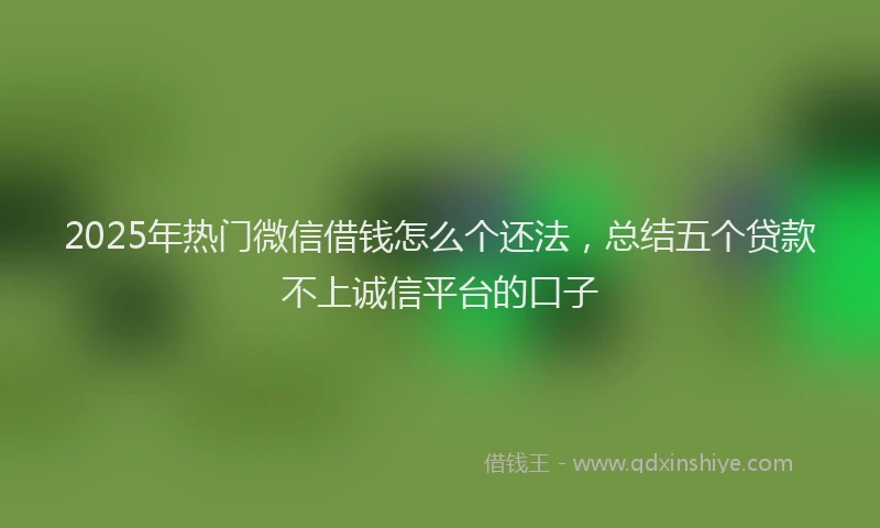 2025年热门微信借钱怎么个还法，总结五个贷款不上诚信平台的口子