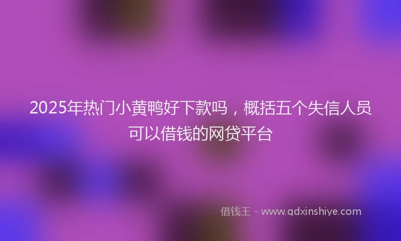 2025年热门小黄鸭好下款吗，概括五个失信人员可以借钱的网贷平台