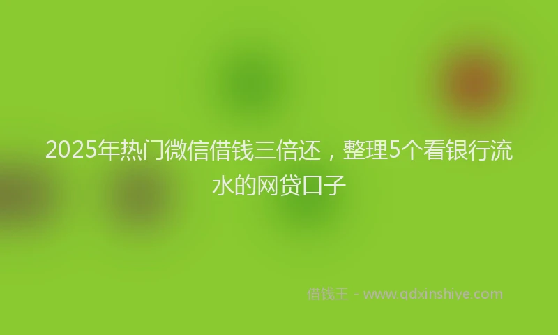 2025年热门微信借钱三倍还，整理5个看银行流水的网贷口子