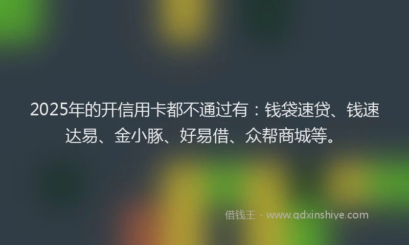 2025年的开信用卡都不通过有：钱袋速贷、钱速达易、金小豚、好易借、众帮商城等。