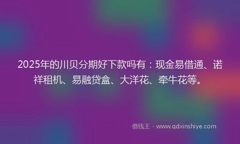 2025年的川贝分期好下款吗有：现金易借通、诺祥租机、易融贷盒、大洋花、牵牛花等。