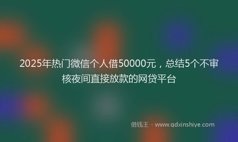 2025年热门微信个人借50000元，总结5个不审核夜间直接放款的网贷平台
