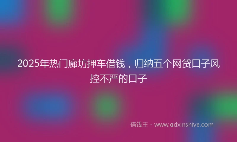 2025年热门廊坊押车借钱，归纳五个网贷口子风控不严的口子