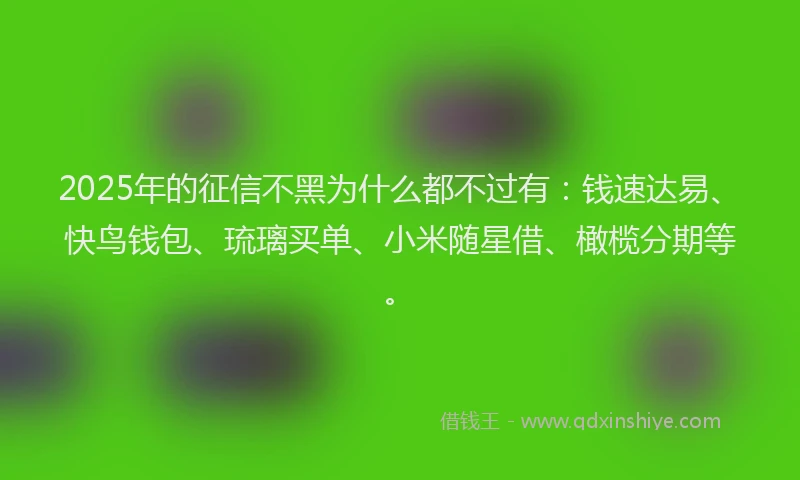 2025年的征信不黑为什么都不过有：钱速达易、快鸟钱包、琉璃买单、小米随星借、橄榄分期等。