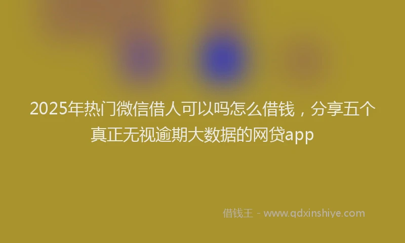 2025年热门微信借人可以吗怎么借钱，分享五个真正无视逾期大数据的网贷app