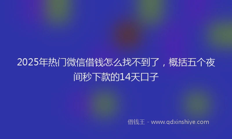 2025年热门微信借钱怎么找不到了，概括五个夜间秒下款的14天口子