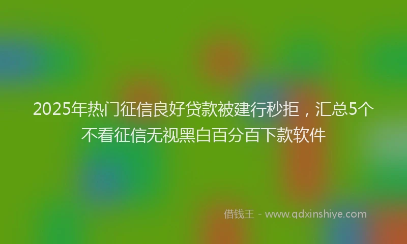 2025年热门征信良好贷款被建行秒拒，汇总5个不看征信无视黑白百分百下款软件