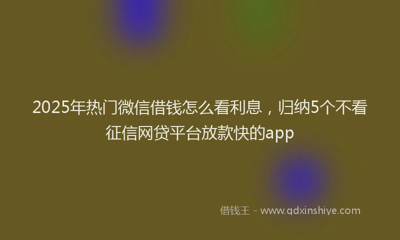 2025年热门微信借钱怎么看利息，归纳5个不看征信网贷平台放款快的app