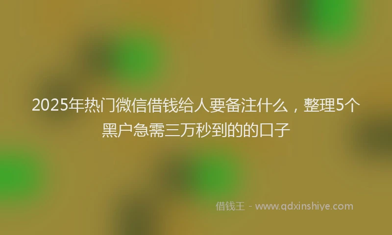 2025年热门微信借钱给人要备注什么，整理5个黑户急需三万秒到的的口子