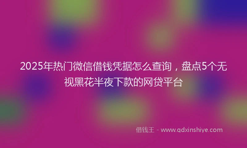 2025年热门微信借钱凭据怎么查询，盘点5个无视黑花半夜下款的网贷平台