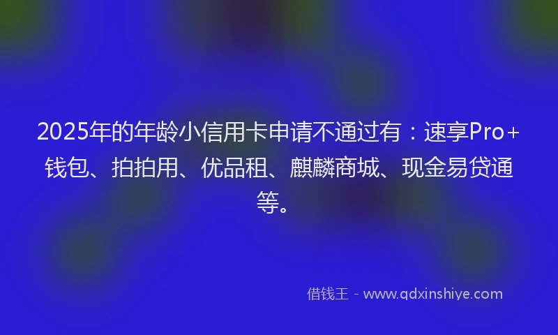 2025年的年龄小信用卡申请不通过有：速享Pro+钱包、拍拍用、优品租、麒麟商城、现金易贷通等。