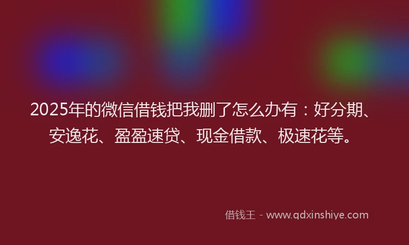 2025年的微信借钱把我删了怎么办有：好分期、安逸花、盈盈速贷、现金借款、极速花等。