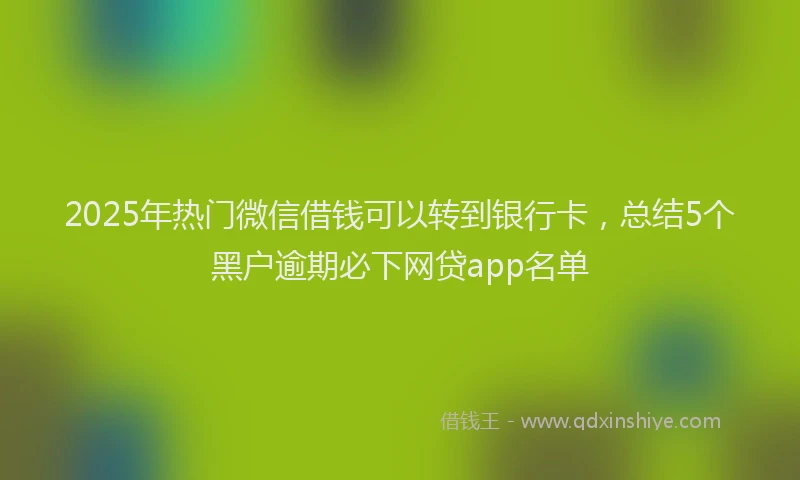 2025年热门微信借钱可以转到银行卡，总结5个黑户逾期必下网贷app名单