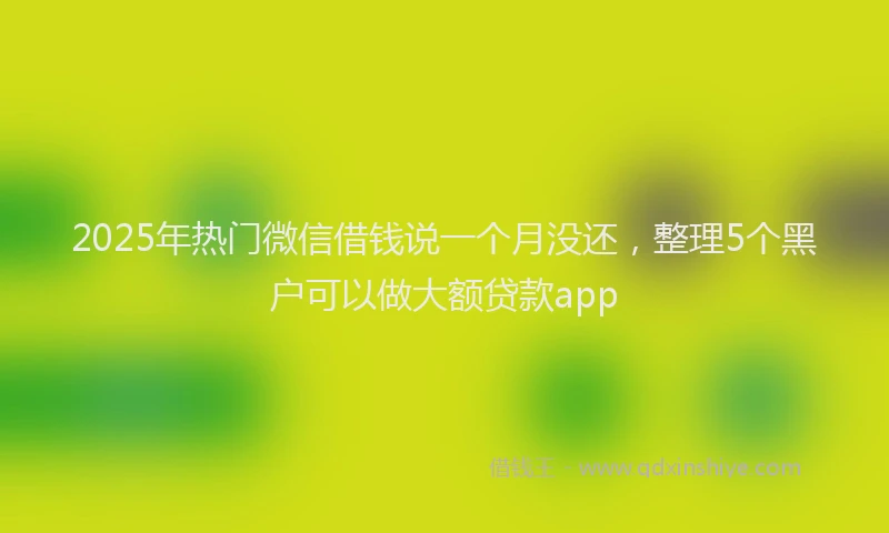2025年热门微信借钱说一个月没还，整理5个黑户可以做大额贷款app