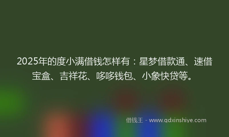 2025年的度小满借钱怎样有：星梦借款通、速借宝盒、吉祥花、哆哆钱包、小象快贷等。