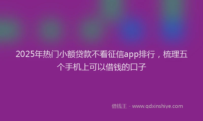 2025年热门小额贷款不看征信app排行，梳理五个手机上可以借钱的口子