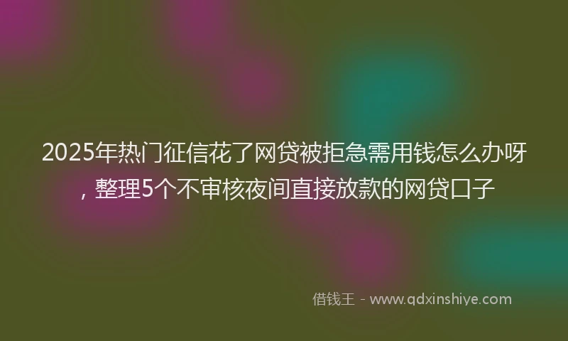 2025年热门征信花了网贷被拒急需用钱怎么办呀，整理5个不审核夜间直接放款的网贷口子