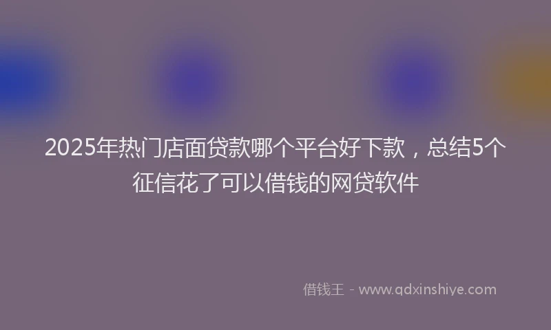 2025年热门店面贷款哪个平台好下款，总结5个征信花了可以借钱的网贷软件