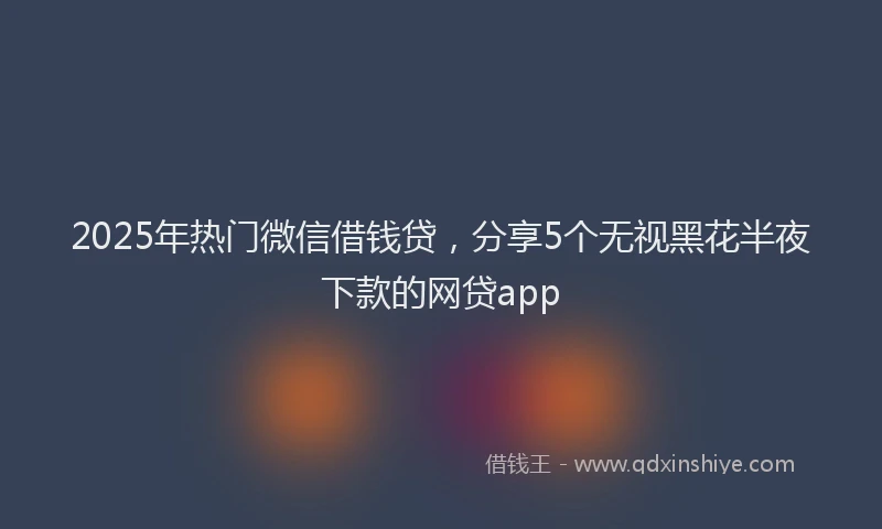 2025年热门微信借钱贷，分享5个无视黑花半夜下款的网贷app