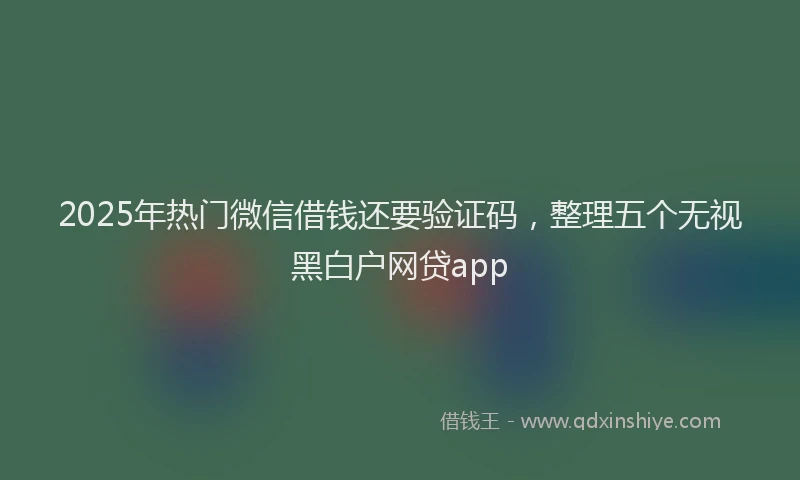 2025年热门微信借钱还要验证码，整理五个无视黑白户网贷app