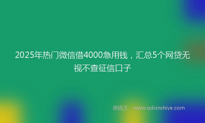 2025年热门微信借4000急用钱，汇总5个网贷无视不查征信口子