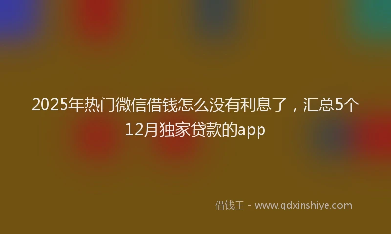 2025年热门微信借钱怎么没有利息了，汇总5个12月独家贷款的app
