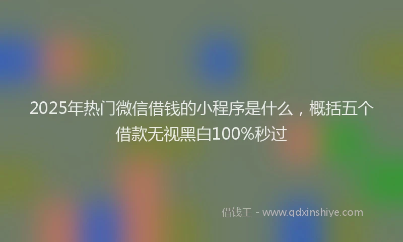 2025年热门微信借钱的小程序是什么，概括五个借款无视黑白100%秒过