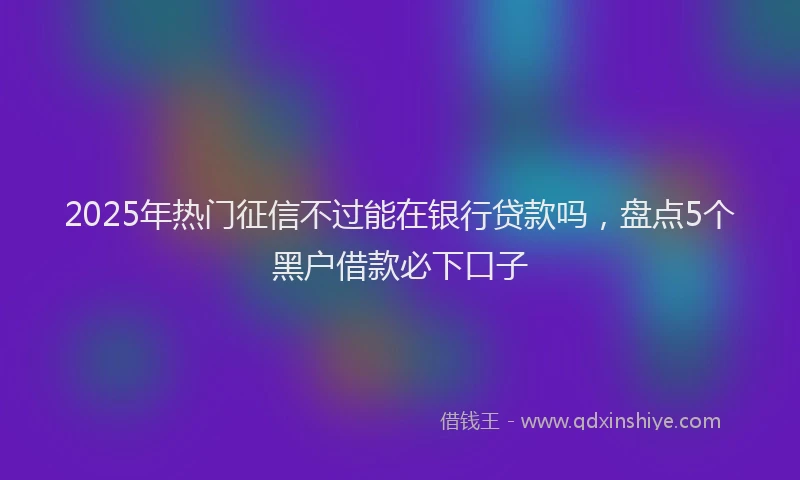 2025年热门征信不过能在银行贷款吗，盘点5个黑户借款必下口子