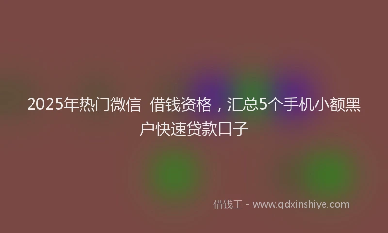 2025年热门微信  借钱资格，汇总5个手机小额黑户快速贷款口子