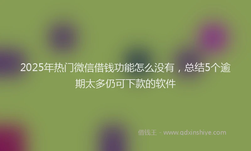 2025年热门微信借钱功能怎么没有，总结5个逾期太多仍可下款的软件