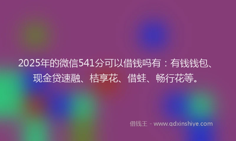 2025年的微信541分可以借钱吗有：有钱钱包、现金贷速融、桔享花、借蛙、畅行花等。