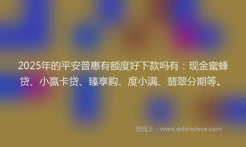 2025年的平安普惠有额度好下款吗有：现金蜜蜂贷、小赢卡贷、臻享购、度小满、翡翠分期等。