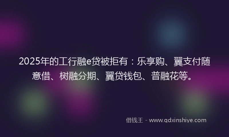 2025年的工行融e贷被拒有：乐享购、翼支付随意借、树融分期、翼贷钱包、普融花等。