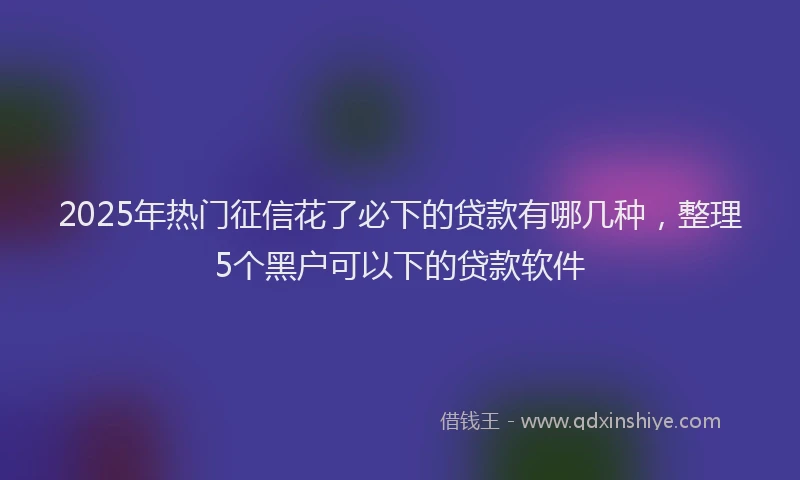 2025年热门征信花了必下的贷款有哪几种，整理5个黑户可以下的贷款软件