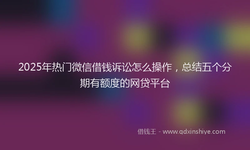 2025年热门微信借钱诉讼怎么操作，总结五个分期有额度的网贷平台