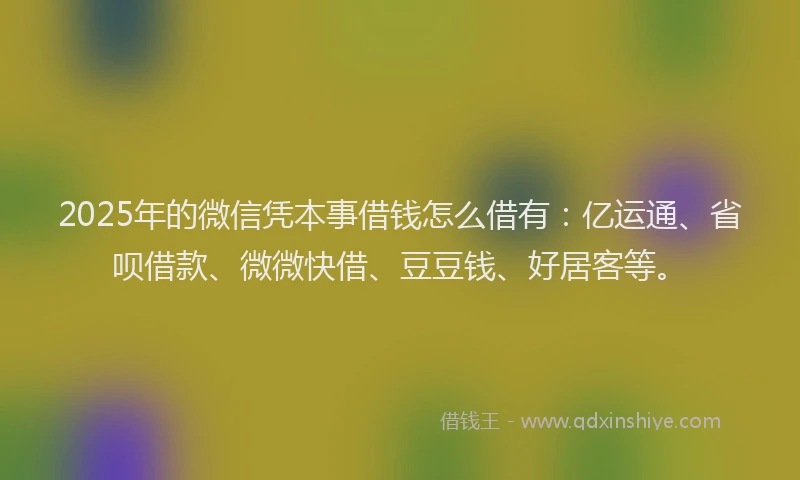 2025年的微信凭本事借钱怎么借有：亿运通、省呗借款、微微快借、豆豆钱、好居客等。