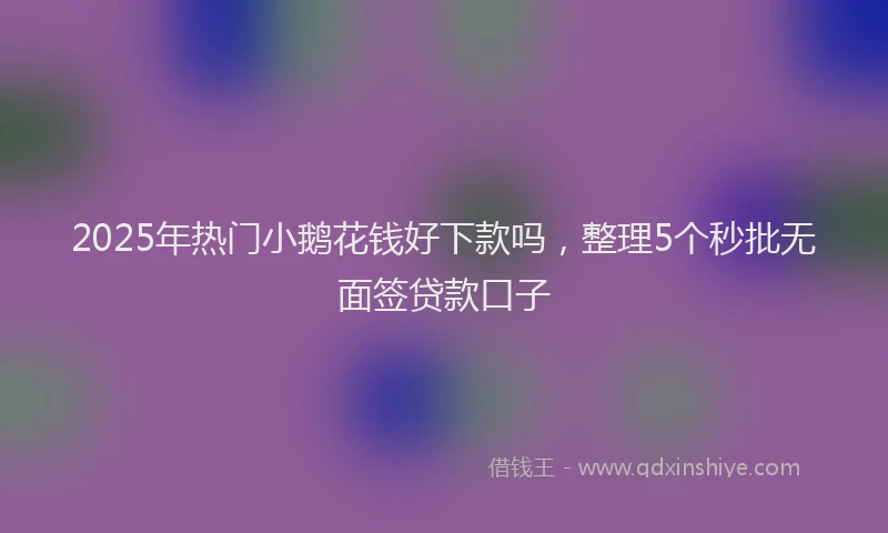 2025年热门小鹅花钱好下款吗，整理5个秒批无面签贷款口子