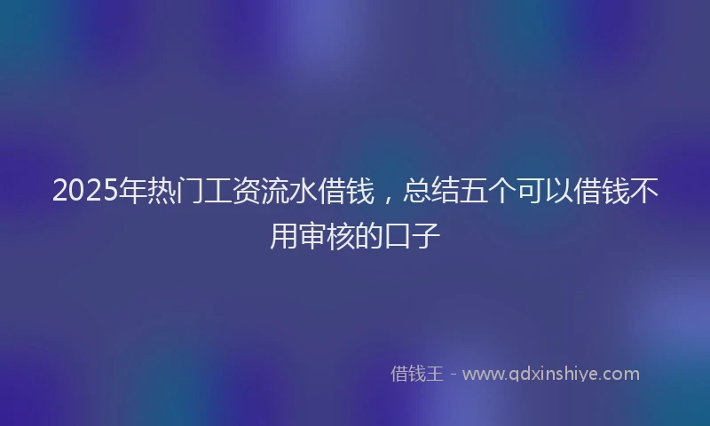 2025年热门工资流水借钱，总结五个可以借钱不用审核的口子
